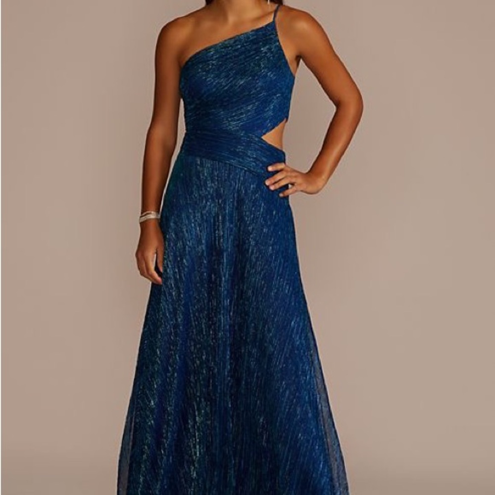 Elegant Blue One-Shoulder Evening Dress/Gown NWT David’s Bridal Size 12